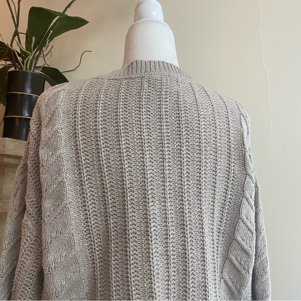 Cupcakes and Cashmere Beige Button Front V Neck Womens Size XL Chunky Cardigan - Picture 7 of 14